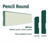 67mm x 18mm x 5.4m MDF Pencil Round Architrave